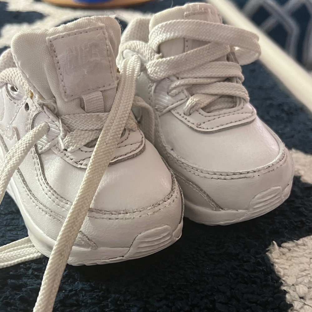 Nike Kids White Lace-Up Sneakers with Leather Upper